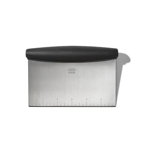 OXO stainless steel bench scraper with measurement markings