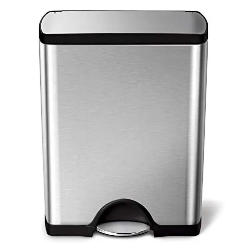 SIMPLEHUMAN rectangular stainless steel kitchen trash can with step pedal