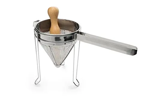 Fox Run chinois strainer set with stainless steel strainer and wooden pestle