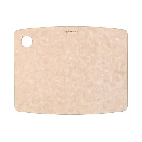 Epicurean natural composite cutting board with thin profile and thumb hole