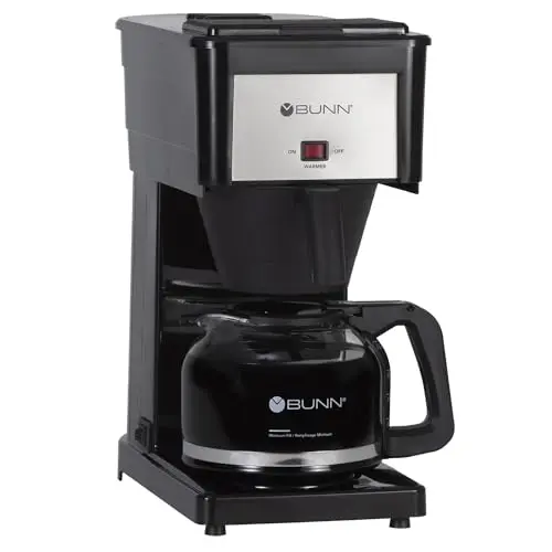 BUNN GRB Velocity Brew black coffee maker with stainless steel accents