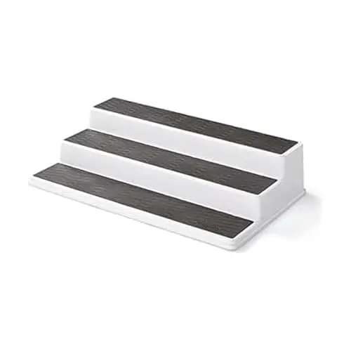 Copco 3-tier white and gray spice rack organizer for kitchen cabinets