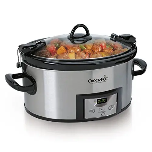 Crock-Pot 6-quart programmable slow cooker with locking lid in stainless steel