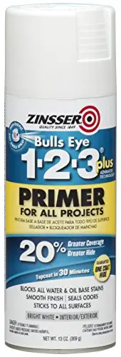 Zinsser Bulls Eye spray primer can for stain blocking on cabinets