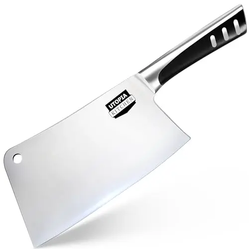 Utopia Kitchen 7-inch cleaver knife chopping vegetables and meat