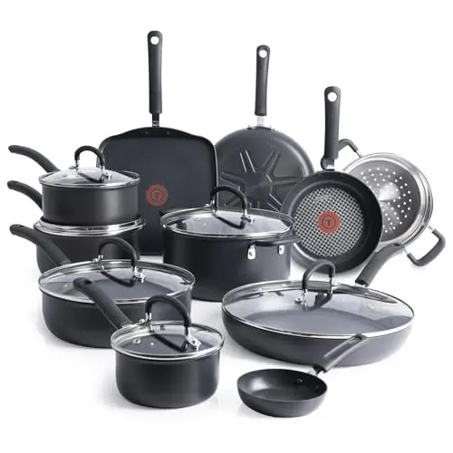 T-fal hard anodized nonstick cookware set with heat indicator