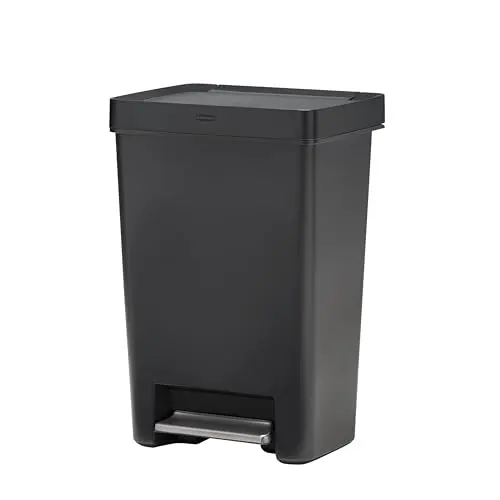Rubbermaid Premier series kitchen trash can with slow-close lid