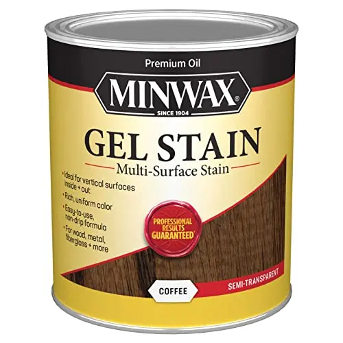 Minwax Gel Stain coffee color applied to wood cabinet showing even coverage