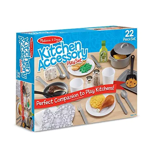 Melissa & Doug 22-piece play kitchen accessories set with timer and condiments