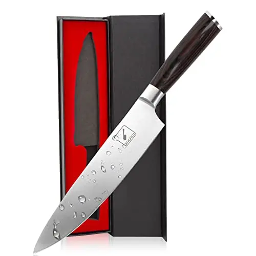 imarku chef knife with Pakka wood handle and high-carbon steel blade