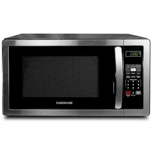 Farberware stainless steel microwave oven with digital display and child lock
