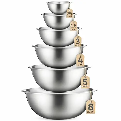 FineDine stainless steel mixing bowls in six sizes