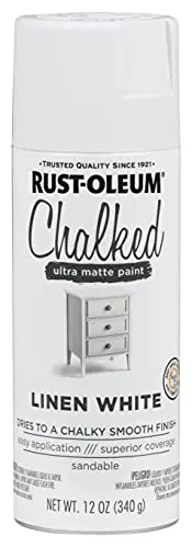 Rust-Oleum Chalked spray paint can in linen white for kitchen cabinets