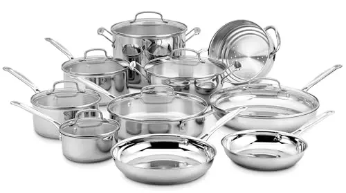 Cuisinart stainless steel cookware set with glass lids