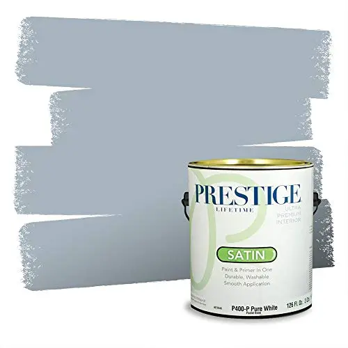 PRESTIGE Intercoastal Gray interior paint can with satin finish