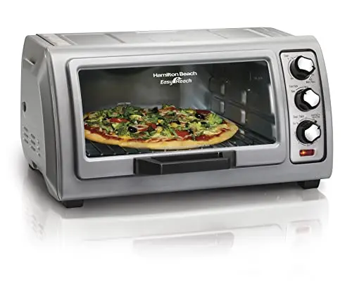 Hamilton Beach 6-slice toaster oven with roll-top door in silver