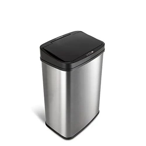 NINESTARS automatic motion sensor trash can with stainless steel base