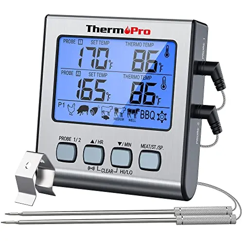 ThermoPro TP17 dual probe digital cooking thermometer with large LCD screen