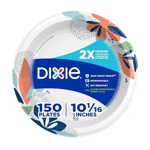 Dixie large multicolor paper plates stack