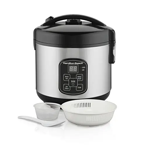 Hamilton Beach digital rice cooker with steam and rinse basket