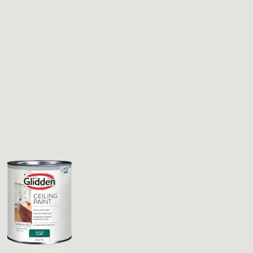 Glidden white flat ceiling paint quart can with spatter-resistant label