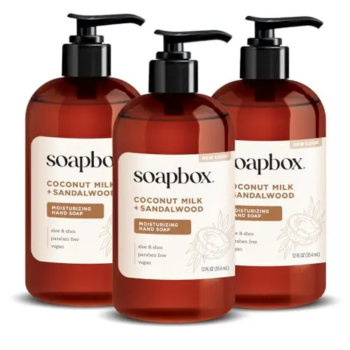 Soapbox Coconut Milk & Sandalwood Hand Soap three-pack