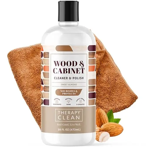 Therapy Wood Polish bundle with microfiber cloth and almond-scented polish