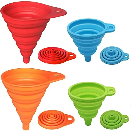KongNai collapsible silicone funnels in multiple colors and sizes