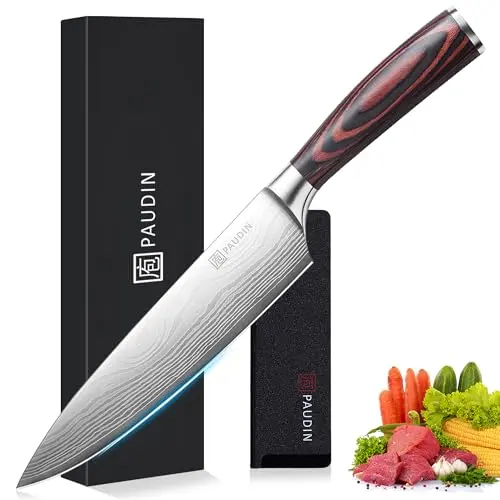 PAUDIN chef knife with wood handle and high-carbon stainless steel blade