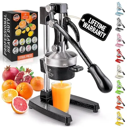 Zulay Kitchen cast-iron manual citrus juicer with heavy-duty construction