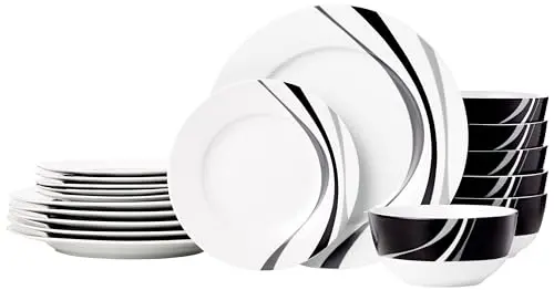 Amazon Basics swirl pattern dinnerware set