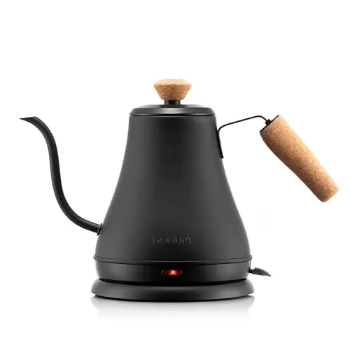 Bodum bistro gooseneck electric kettle with cork handle in matte black