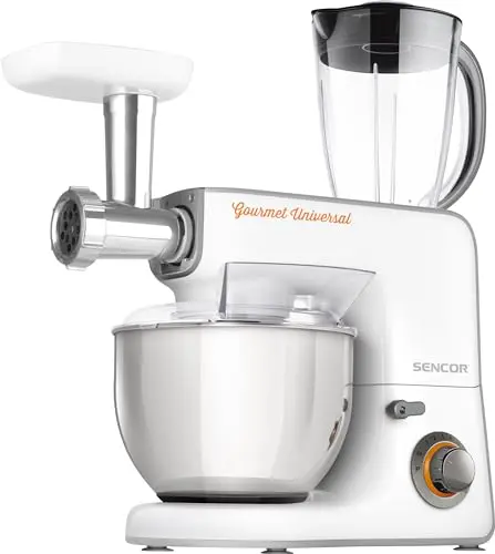 Sencor white stand mixer with multiple attachments included