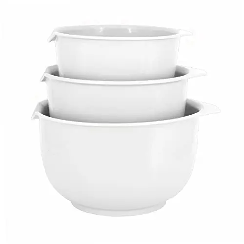 GLAD white plastic mixing bowls with pour spouts