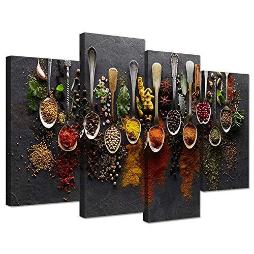 iHAPPYWALL colorful spice in spoon kitchen wall art set