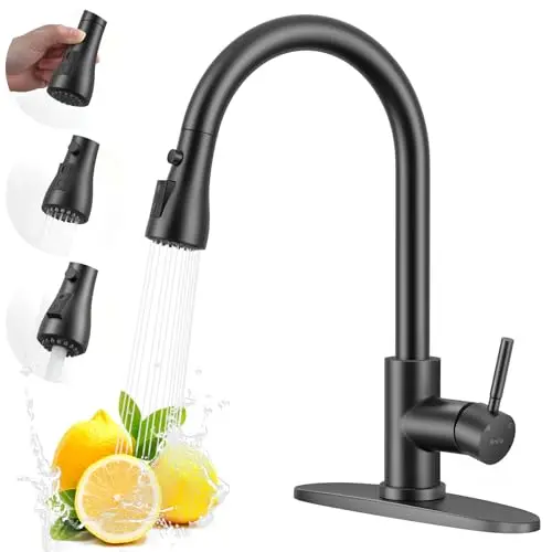 Arofa matte black high-arc kitchen faucet