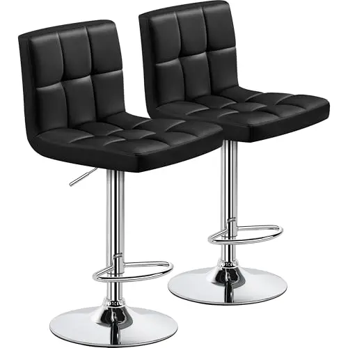 Yaheetech adjustable swivel bar stools in black with modern design