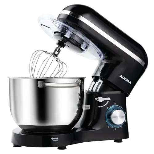 Aucma 6.5-quart stand mixer in black with tilt-head design
