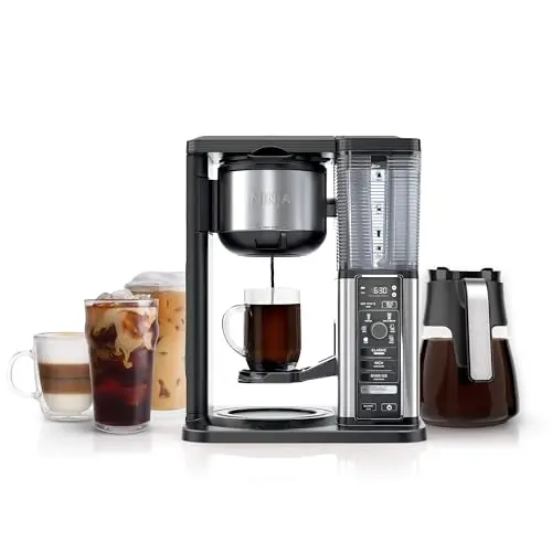 Ninja Specialty coffee maker with glass carafe and control panel