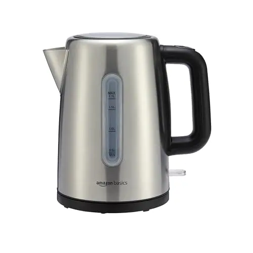 Amazon Basics stainless steel electric kettle with automatic shut-off