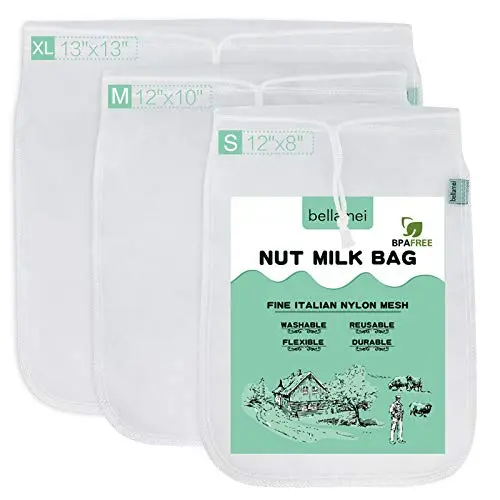 BELLAMEI nut milk bag set for straining juice and nut milks