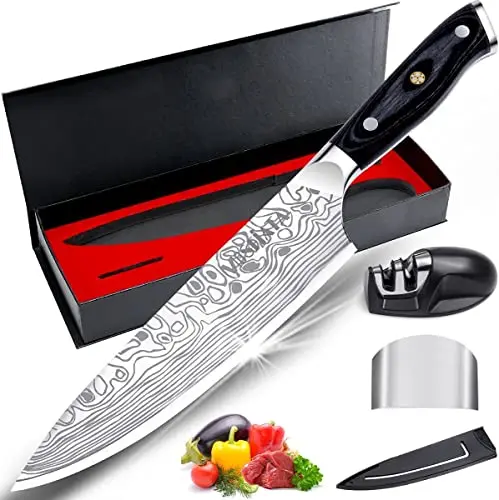 MOSFiATA chef knife with German steel blade and included accessories