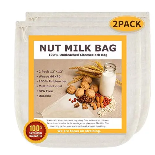 SCENGCLOS unbleached cotton nut milk bags for juice straining