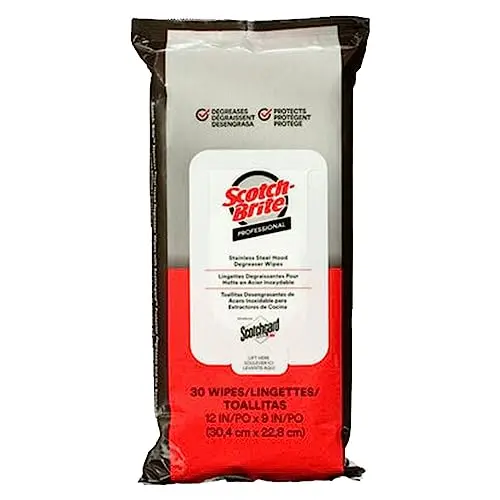 Scotch-Brite stainless steel hood degreaser wipes with Scotchgard protector