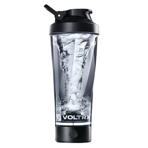 VOLTRX premium electric protein shaker bottle in black