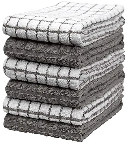 Bumble Kitchen Towels with hanging loop in gray