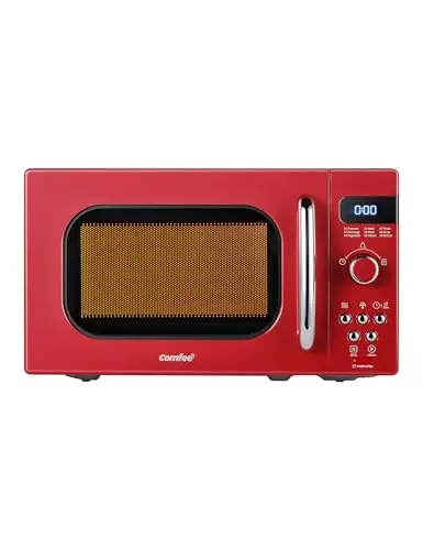COMFEE retro red compact microwave oven