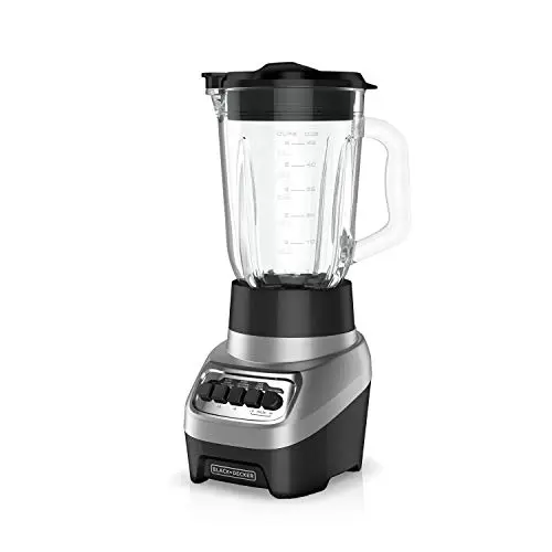 BLACK+DECKER PowerCrush blender with silver finish and glass jar