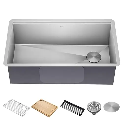 KRAUS Kore 32-inch undermount workstation kitchen sink with accessories
