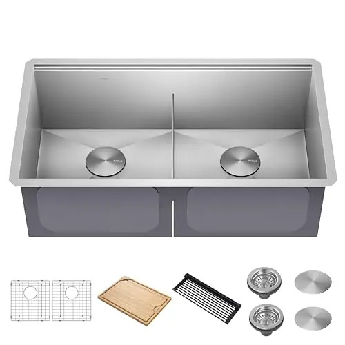 KRAUS Kore 33-inch undermount double bowl workstation kitchen sink
